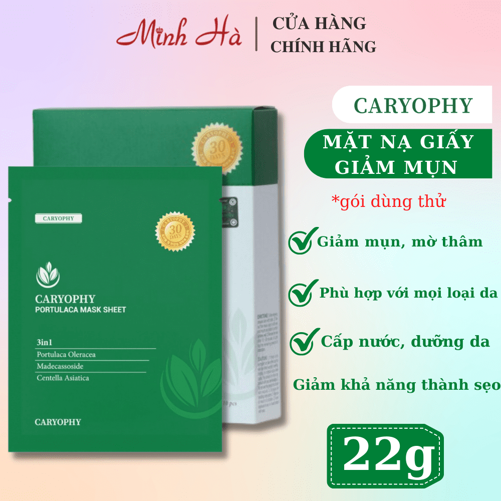 Mặt nạ Caryophy Portulaca Mask Sheet 3in1 22g giảm mụn, phục hồi da, sáng da