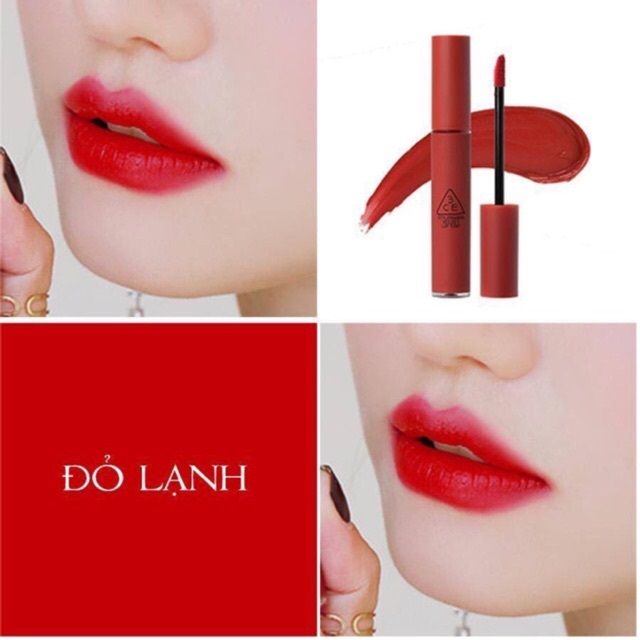 Son kem lì 3CE Velvet Lip Tint 4g lên môi cực mịn, chuẩn tone màu