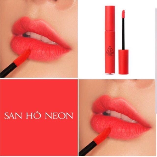 Son kem lì 3CE Velvet Lip Tint 4g lên môi cực mịn, chuẩn tone màu