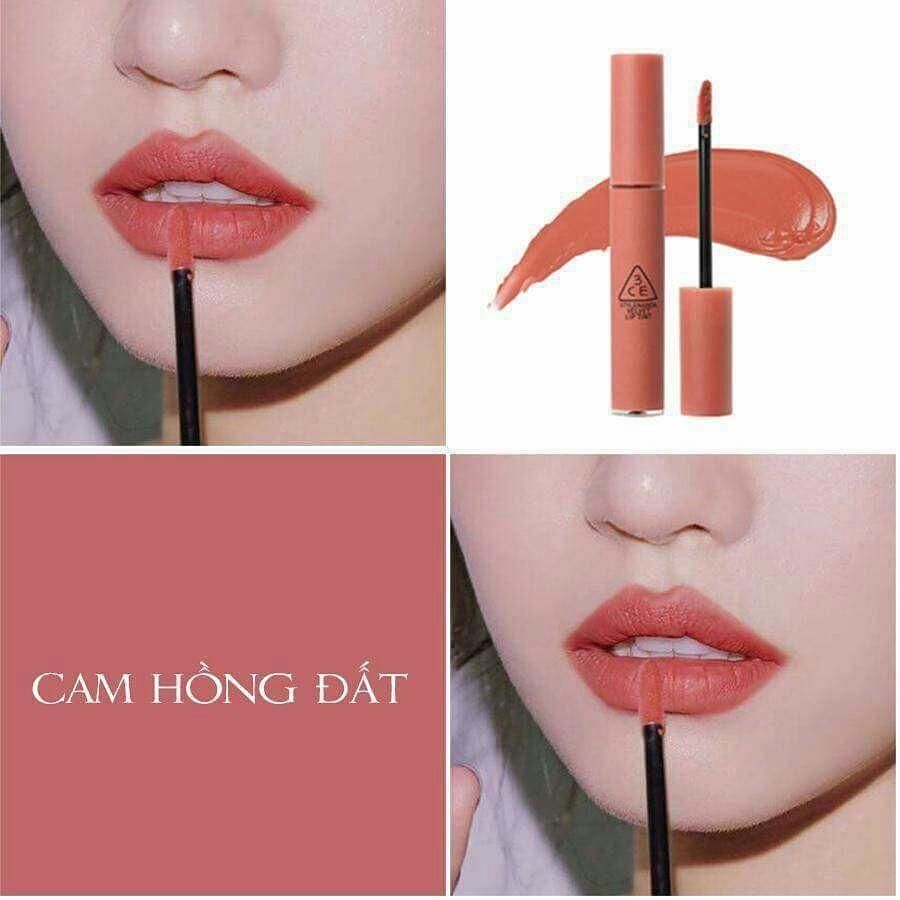 Son kem lì 3CE Velvet Lip Tint 4g lên môi cực mịn, chuẩn tone màu