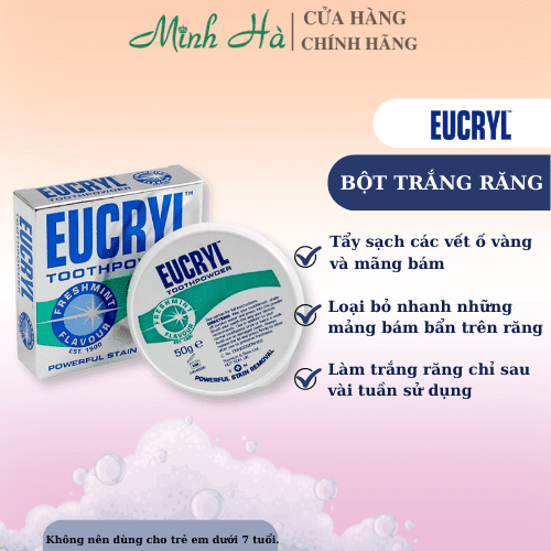 Kem đánh răng / bột tẩy trắng răng Eucryl của Anh đánh bay các mảng bám, ố vàng cứng đầu