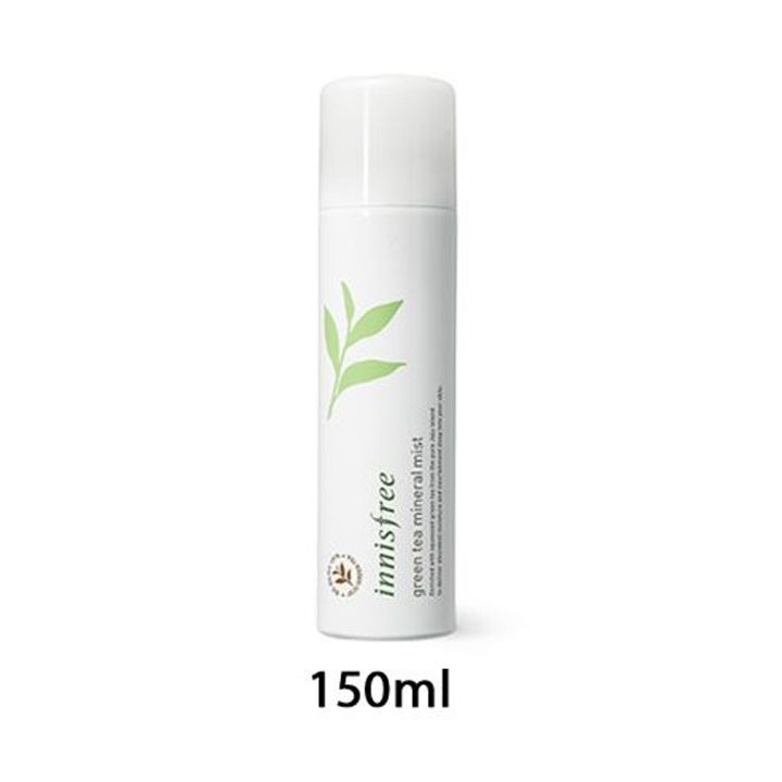 Xịt khoáng Innisfree Green Tea Mist 150ml cấp ẩm, cố định lớp trang điểm cùng với hương thơm trà xanh tươi mát dễ chịu