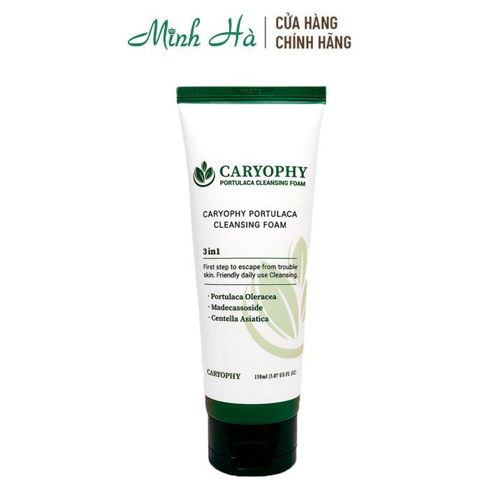 Sữa rửa mặt Caryophy Portulaca Cleansing Foam 150ml giúp làm sạch sâu, dưỡng ẩm, chăm sóc làn da tổn thương