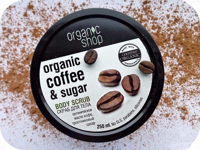 Tẩy tế bào chết cà phê Organic Shop Body Scrub 250ml bản Nga giúp loại bỏ tế bào chết cho da