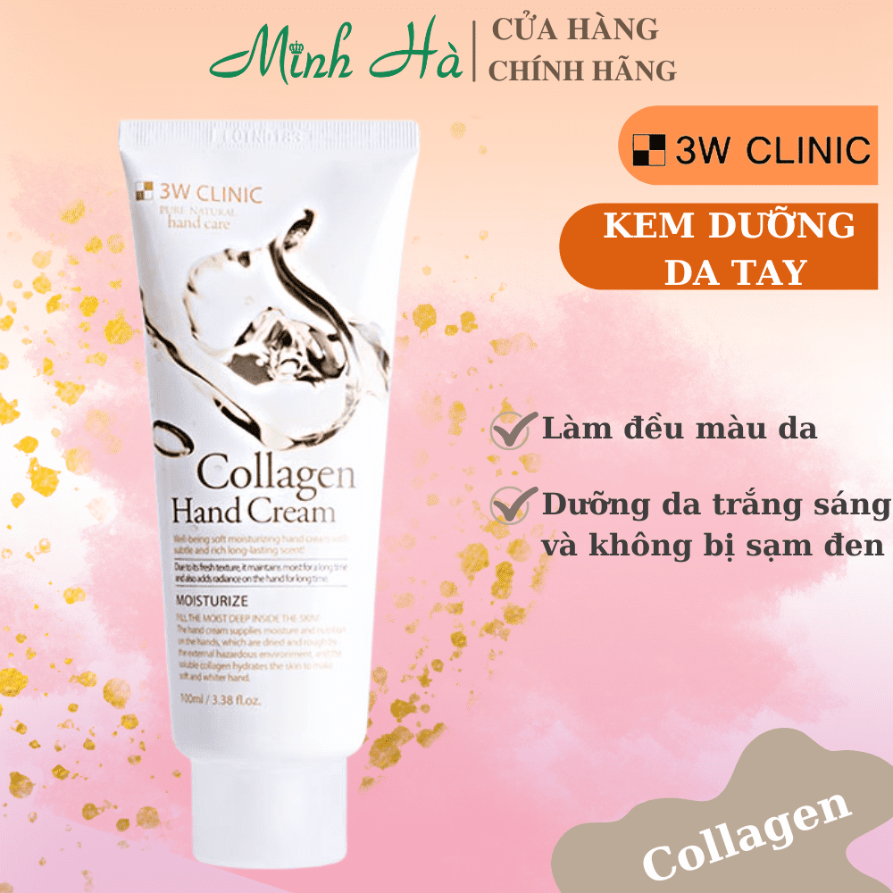 Kem dưỡng da tay 3W Clinic Moisturizing Hand Cream 100ml nuôi dưỡng da ẩm mượt, căng mịn và trắng sáng