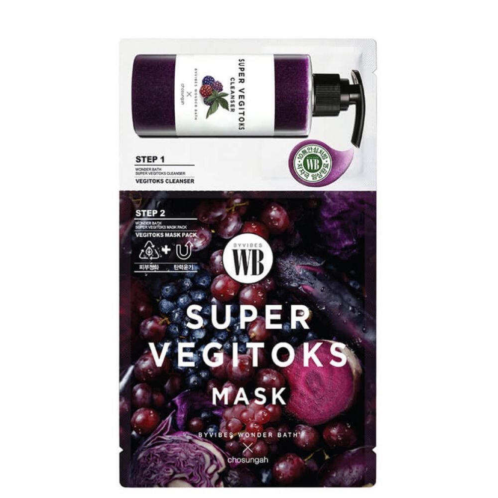 Mặt nạ rau củ Byvibes Wonder Bath Super Vegitoks Mask 2 steps 10g thải độc da, dưỡng da trắng sáng