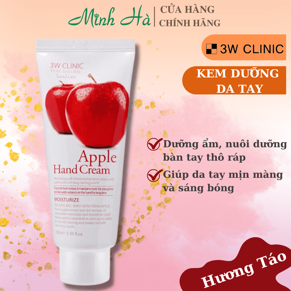 Kem dưỡng da tay 3W Clinic Moisturizing Hand Cream 100ml nuôi dưỡng da ẩm mượt, căng mịn và trắng sáng