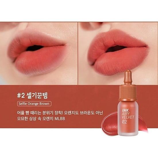 Son kem lì Ink Velvet Peripera 4g lên môi mượt bền màu