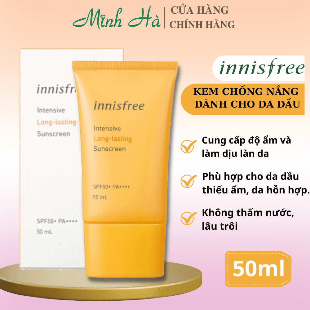 Kem chống nắng Innisfree Intensive Long-Lasting Sunscreen SPF50+ PA++++ 50ml chống trôi hiệu quả