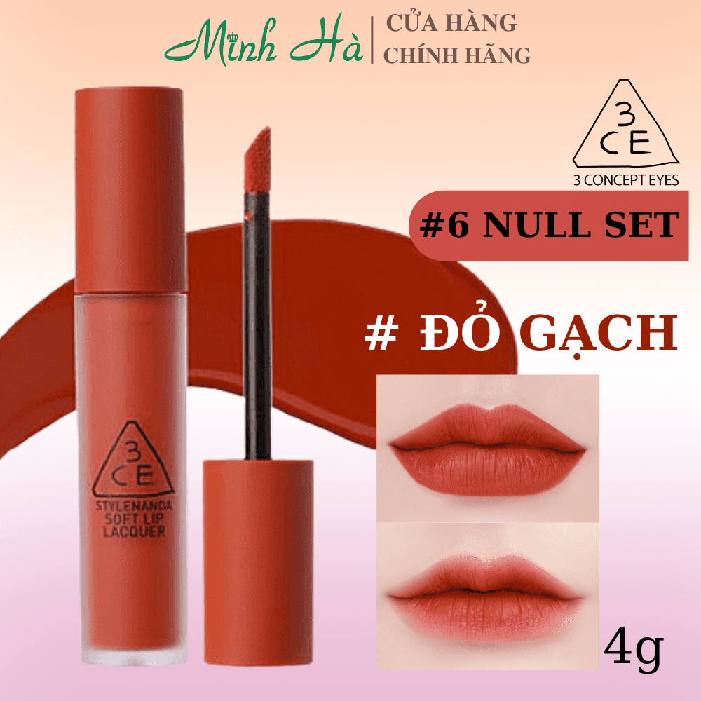 Son kem lì 3CE Soft Lip Lacquer 4g không kén da, lâu trôi