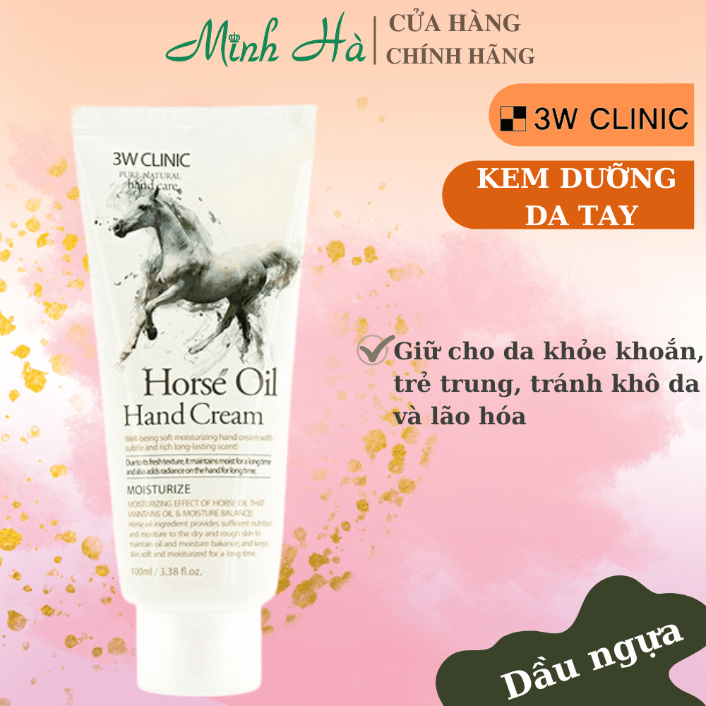 Kem dưỡng da tay 3W Clinic Moisturizing Hand Cream 100ml nuôi dưỡng da ẩm mượt, căng mịn và trắng sáng