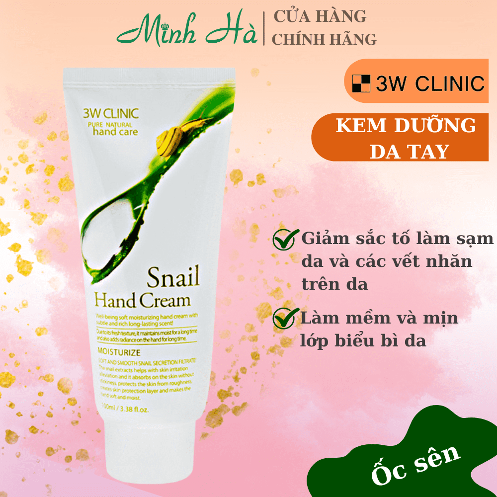 Kem dưỡng da tay 3W Clinic Moisturizing Hand Cream 100ml nuôi dưỡng da ẩm mượt, căng mịn và trắng sáng