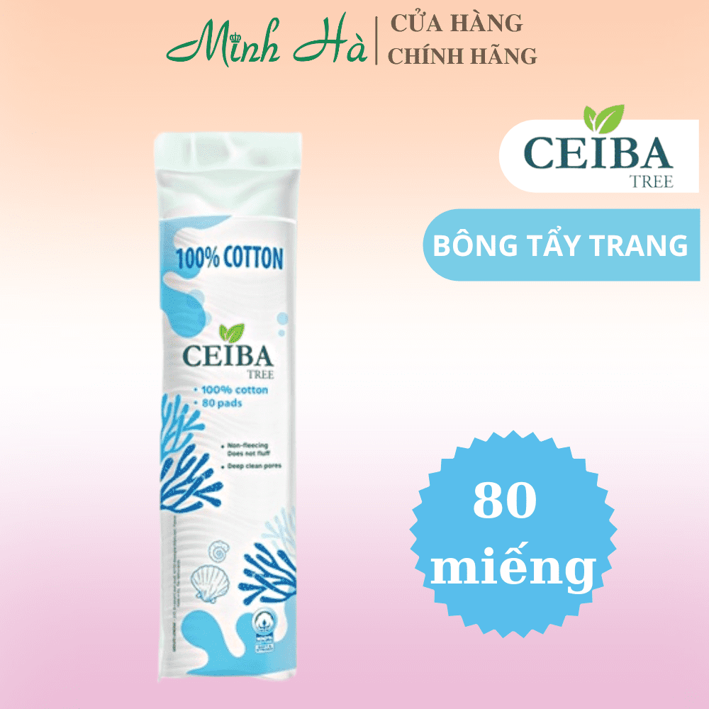 Bông tẩy trang Ceiba 100% Cotton 140 miếng tăng khả năng làm sạch gấp 5 lần