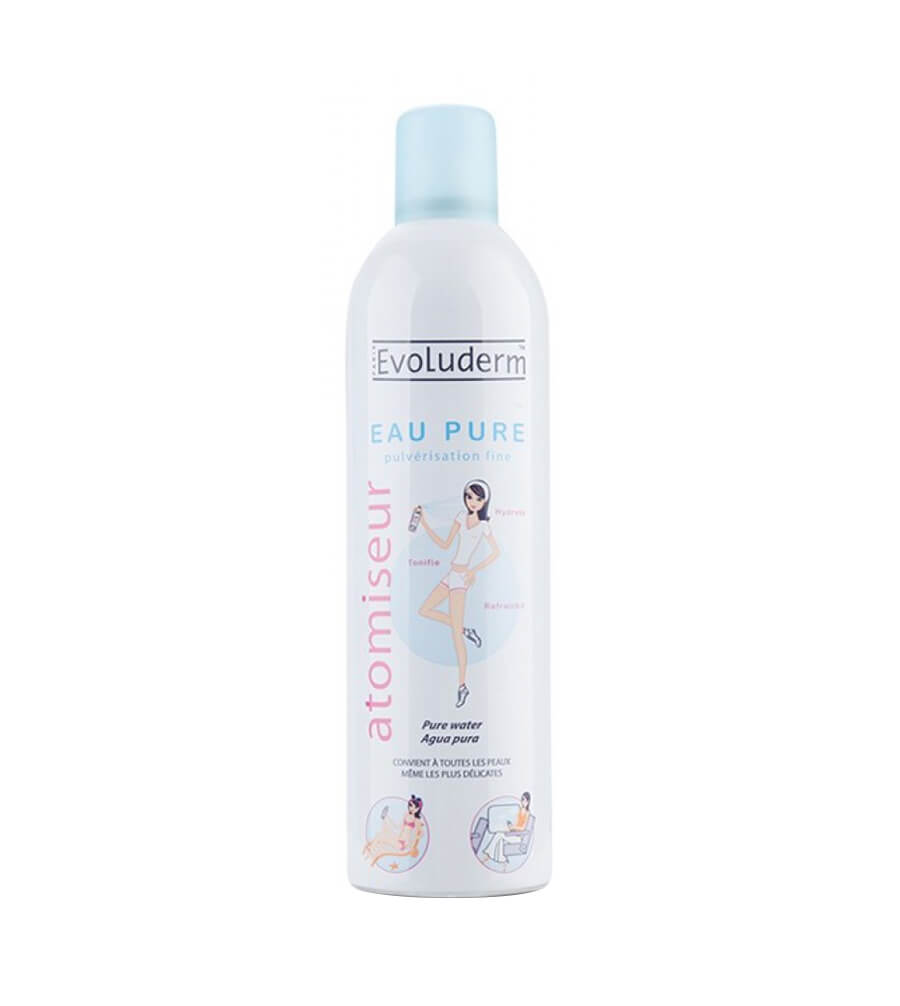 Xịt khoáng Evoluderm Eau Pure 400ml nhập khẩu từ Pháp cung cấp độ ẩm cho da săn chắc và rạng rỡ tự nhiên