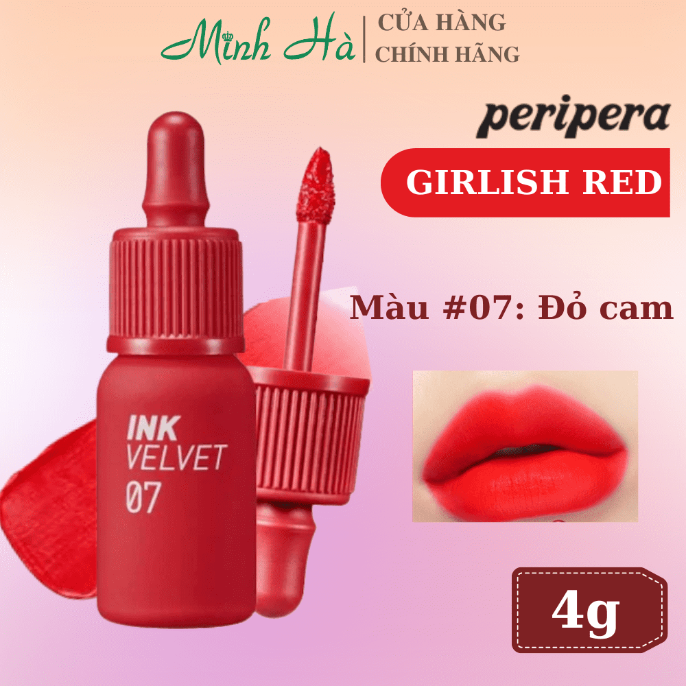 Son kem lì Ink Velvet Peripera 4g lên môi mượt bền màu