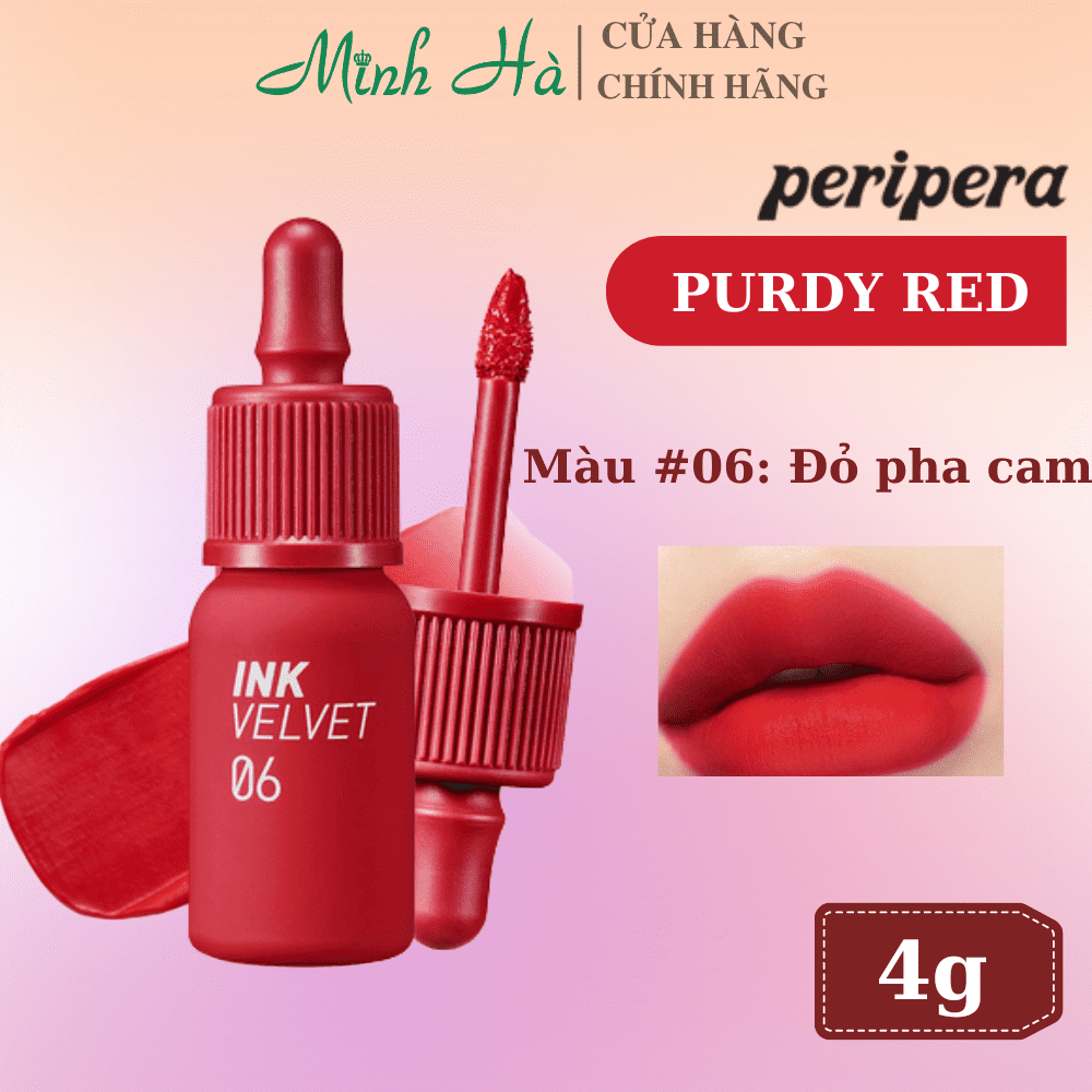 Son kem lì Ink Velvet Peripera 4g lên môi mượt bền màu
