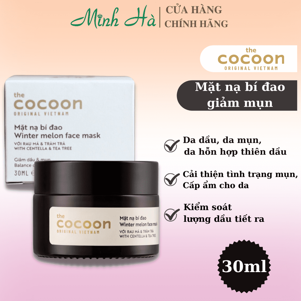 Mặt nạ bí đao Cocoon face mask 30/100ml cải thiện tình trạng mụn, kiểm soát dầu