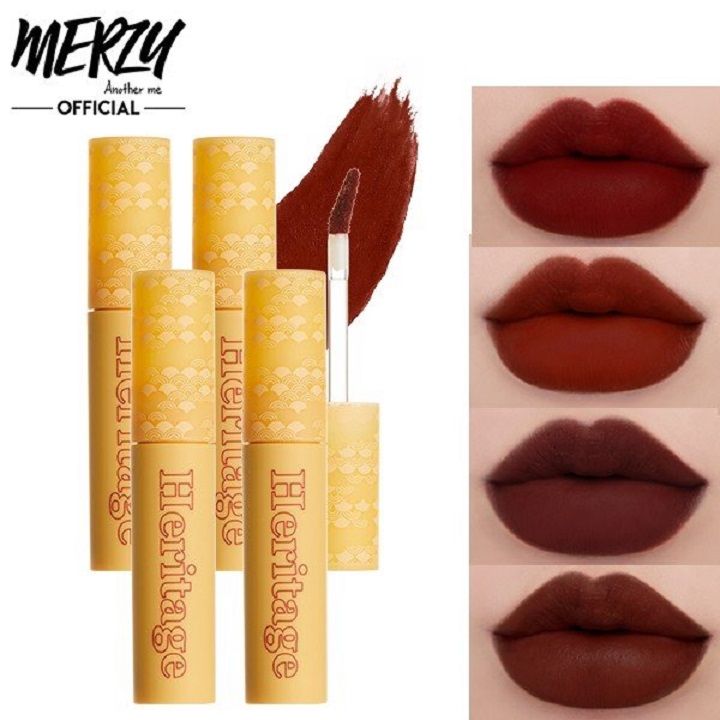 Son kem lì Merzy The Heritage Velvet Tint 4.5g lên màu chuẩn lâu trôi