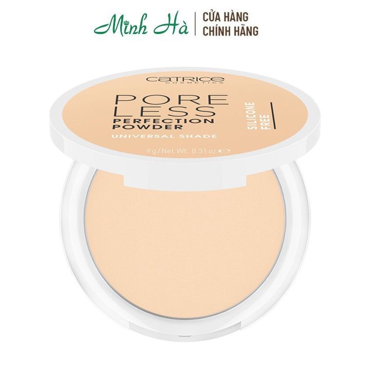 Phấn phủ dạng nén Catrice Pore Less Perfection Powder Universal Shade 9g hấp thu lớp dầu thừa cho lớp nền lì, mỏng