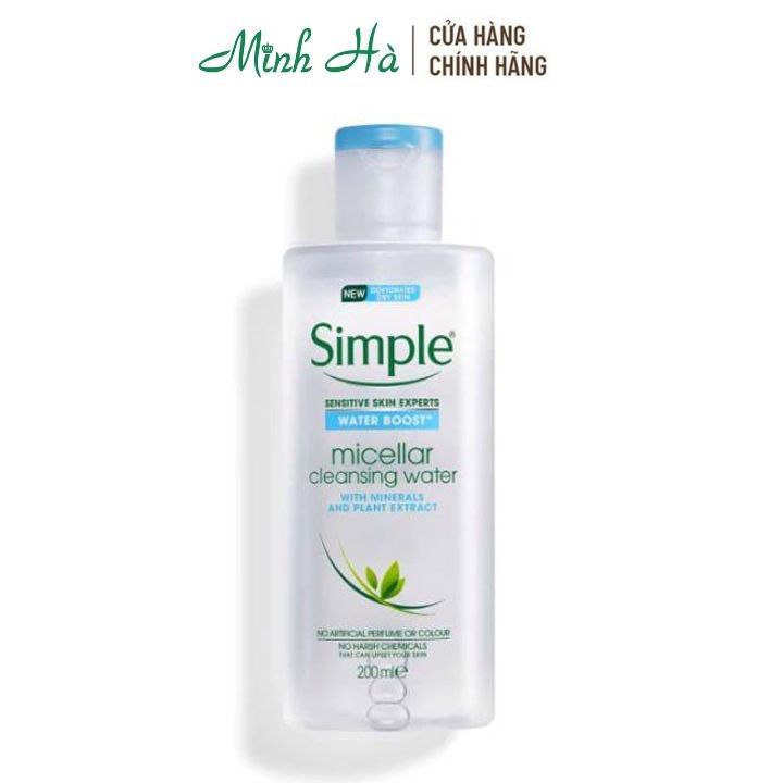 Nước tẩy trang Simple Water Boost Micellar Cleansing Water 400ml dưỡng ẩm dành cho da khô