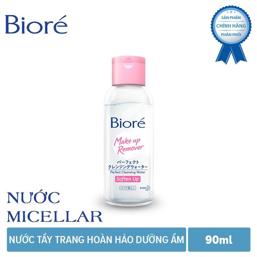 Nước tẩy trang Biore Perfect Cleansing Water Soften Up 90ml dưỡng ẩm dành cho da thường và da khô