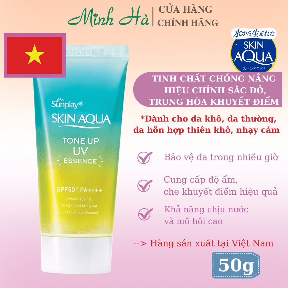 Kem chống nắng Skin Aqua Tone Up UV Essence/Milk SPF50+ PA++++ 50g bản nội địa Nhật và sản xuất tại Việt Nam