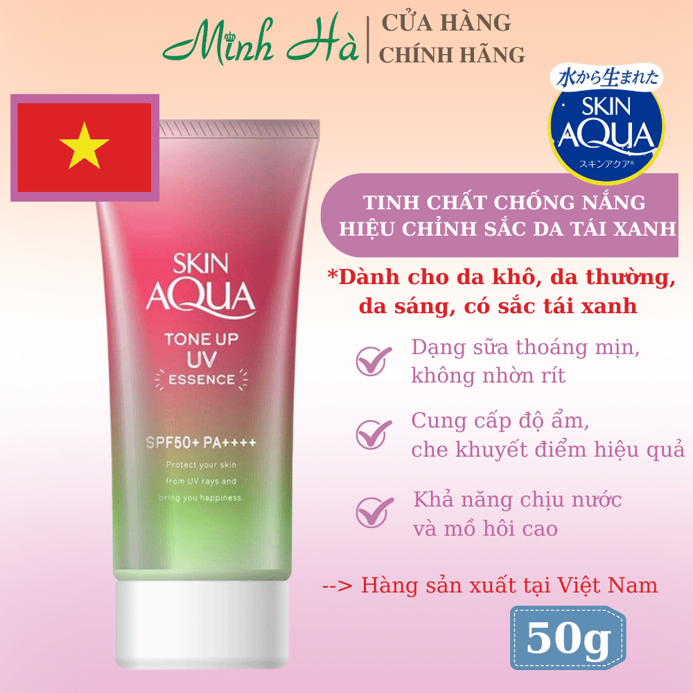 Kem chống nắng Skin Aqua Tone Up UV Essence/Milk SPF50+ PA++++ 50g bản nội địa Nhật và sản xuất tại Việt Nam