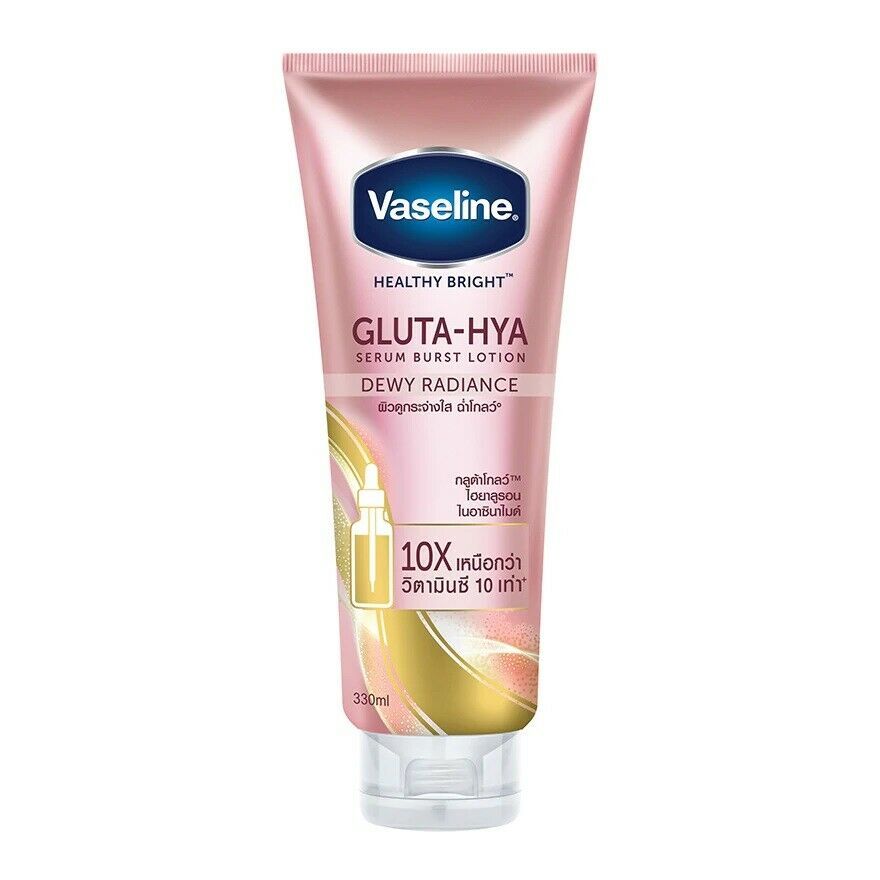 Sữa dưỡng thể Vaseline Healthy Bright Gluta HYA Serum Burst Lotion 10X Thái Lan 330ml da mờ thâm, bật tone trắng sáng