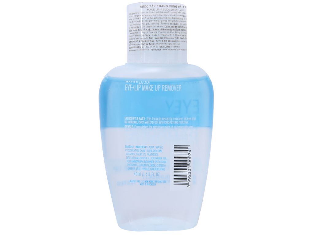 Nước tẩy trang mắt môi Maybelline 40/150ml sạch sâu lớp trang điểm