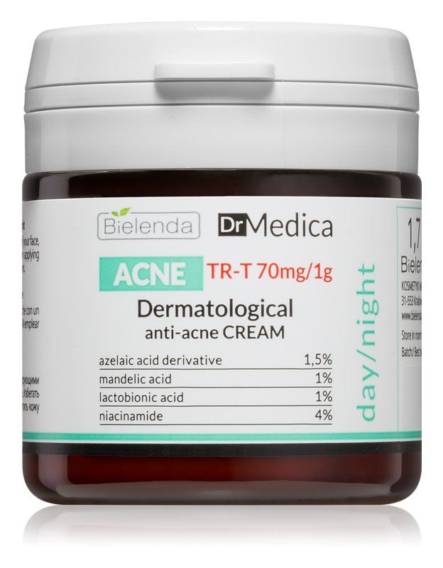 Kem dưỡng da dầu mụn Bielenda Dr Medica Dermatological Anti Acne Face Cream Day Night 50ml giảm mụn làm mờ vết thâm