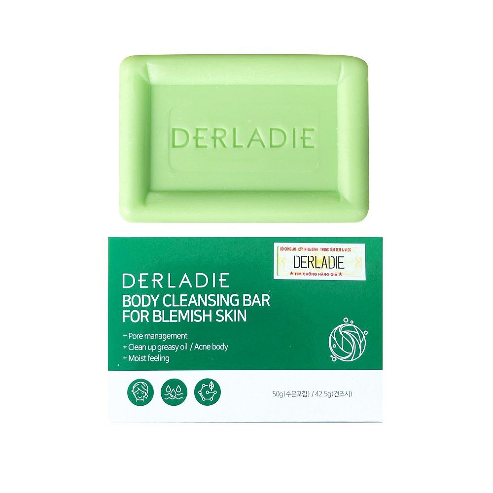 Xà phòng Derladie Body Cleansing Bar For Blemish Skin 50g giảm mụn, mờ thâm làm sạch sâu lỗ chân lông