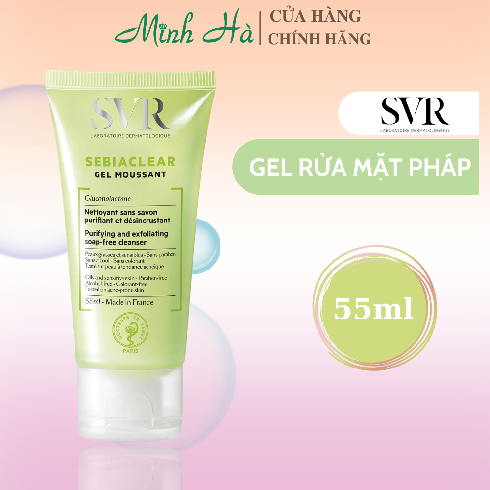 Gel rửa mặt SVR Sebiaclear + Physiopure Gelee + Topialyse Lavant 400ml giúp làm sạch sâu, kiểm soát dầu và ngăn mụn