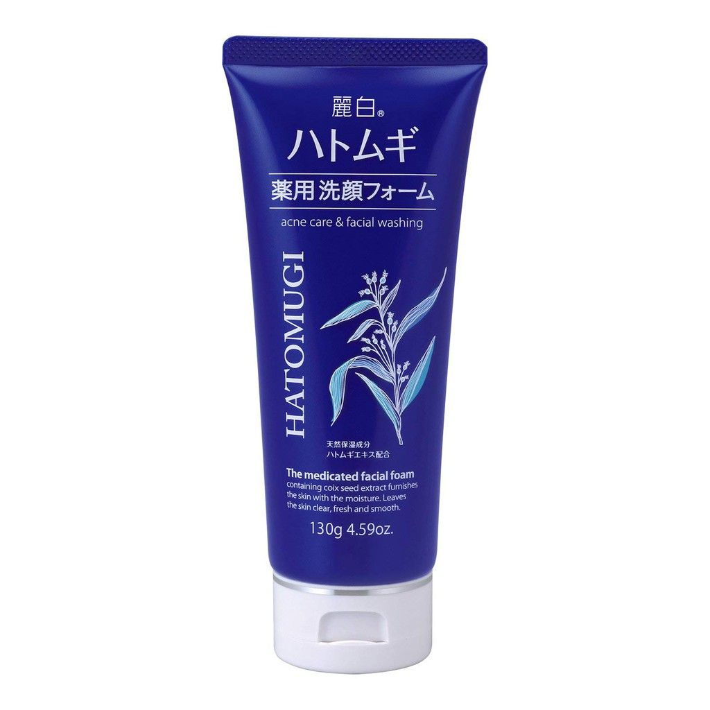 Sữa rửa mặt Hatomugi The Medicated Facial Foam Nhật Bản - Màu Xanh 130g cấp ấm và dưỡng da