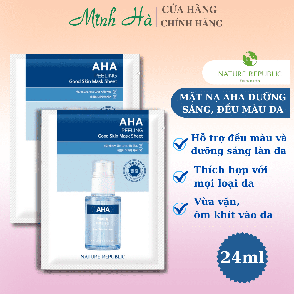 Mặt nạ giấy Nature Republic AHA/ TEA TREE Peeling Good Skin Mask Sheet 24ml dưỡng sáng, đều màu da và ngăn ngừa mụn