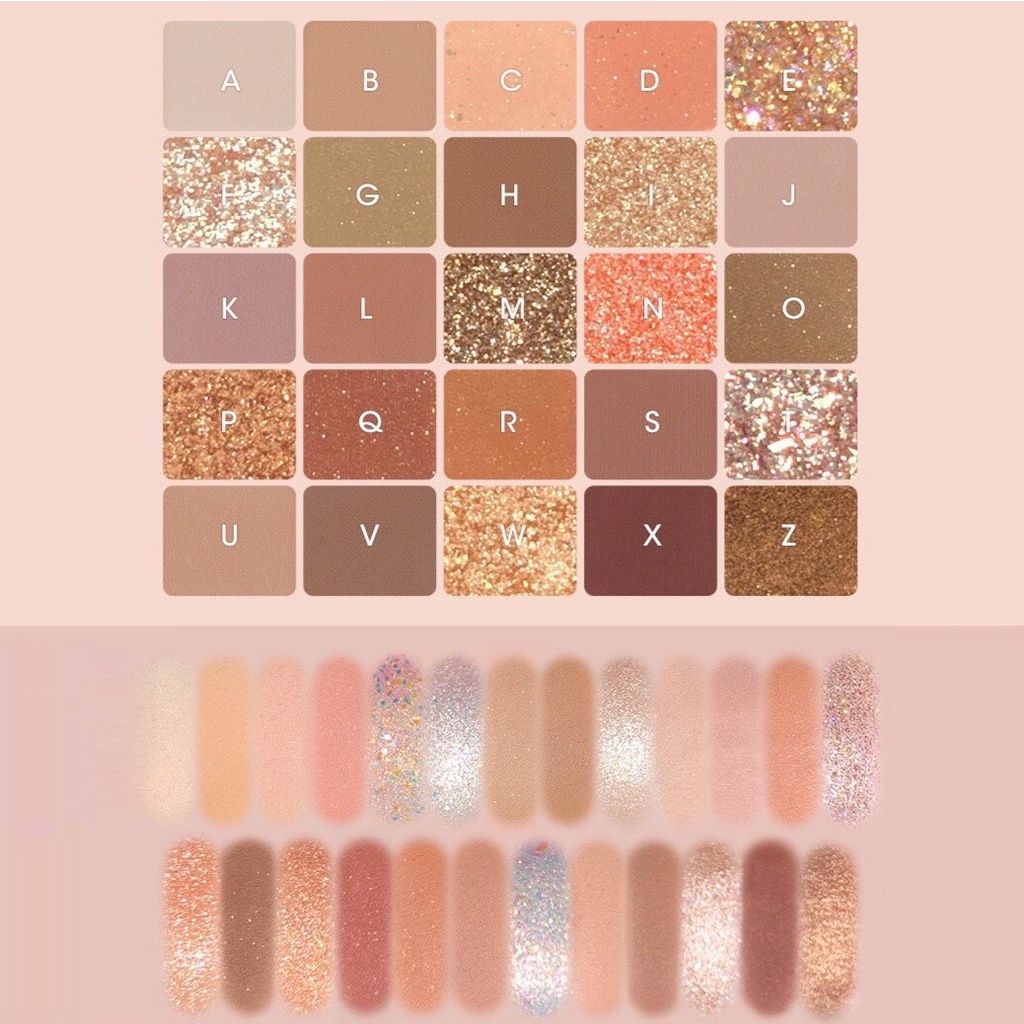 Bảng phấn mắt 25 ô Gogo Tales Crystal Color Charming Eyes 29.5g chất phấn mịn dễ tán