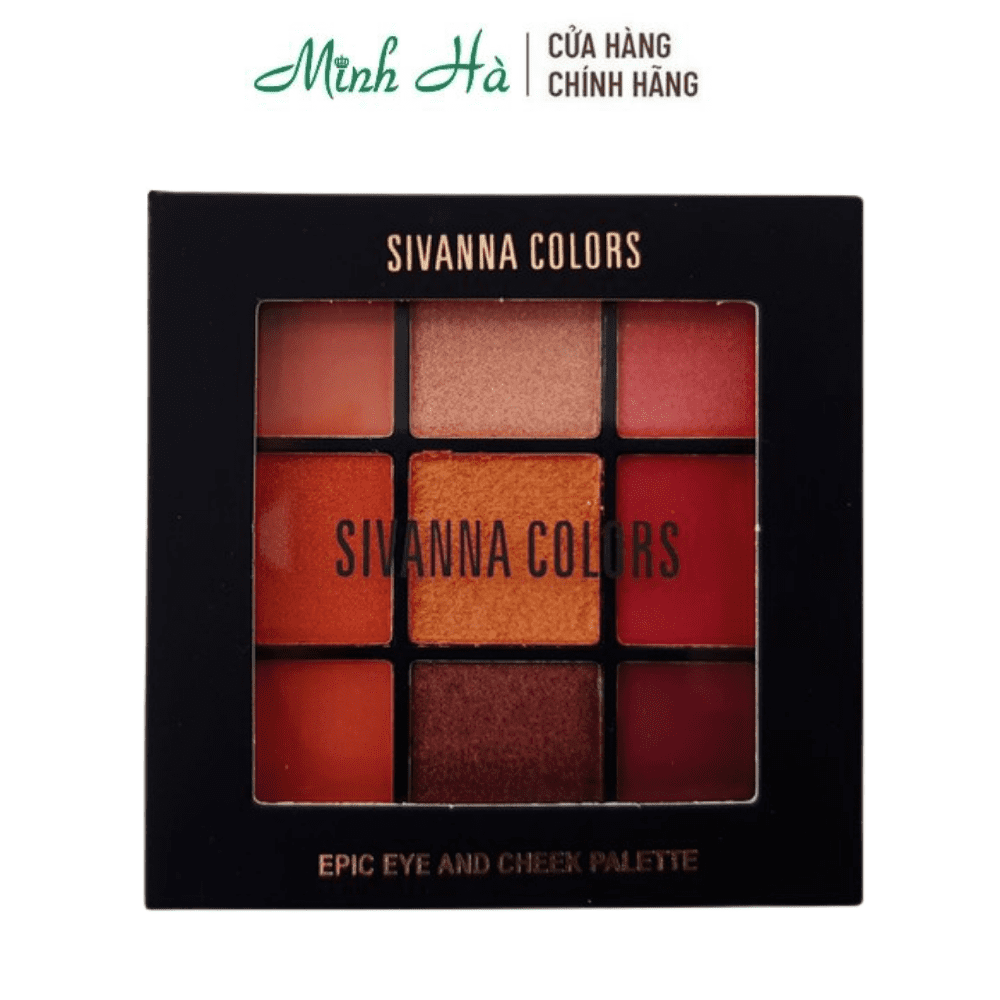 Bảng phấn má hồng & mắt Sivanna Colors Epic Eye And Cheek Palette HF4034 24g tông màu đỏ hồng nhũ vàng