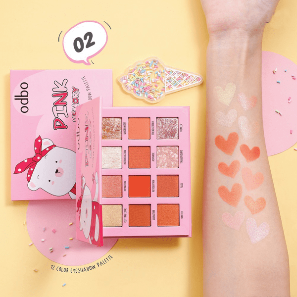 Phấn mắt Odbo Pink Memory 12 color So Sweet OD242 màu 02 12g giúp đôi mắt trở nên xinh xắn và cuốn hút hơn