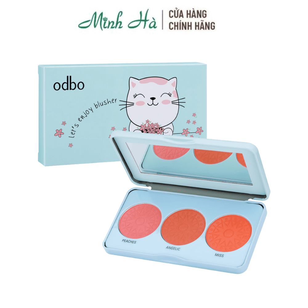 Phấn má Odbo 3 Color palette Let's Enjoy Blusher 13g mang lại sự đáng yêu, trong trẻo cho mọi cô nàng