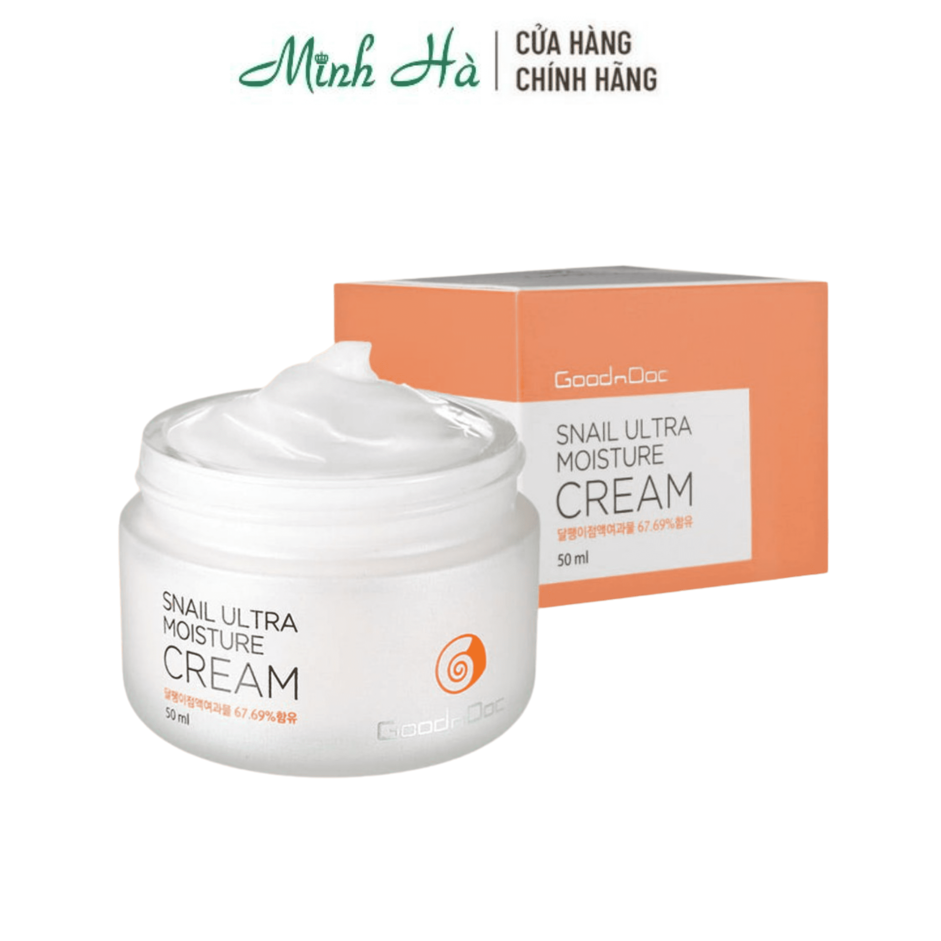 Kem dưỡng Goodndoc Snail Ultra Moisture Cream 50ml chống lão hóa và bổ sung độ ẩm giúp da sáng mịn