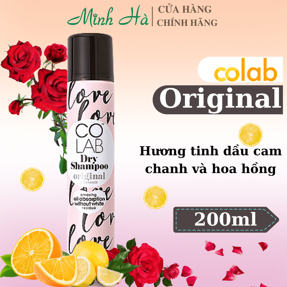 Dầu gội khô Colab Dry Shampoo 200ml giúp làm sạch da đầu mang lại mái tóc bồng bềnh và tràn đầy sức sống