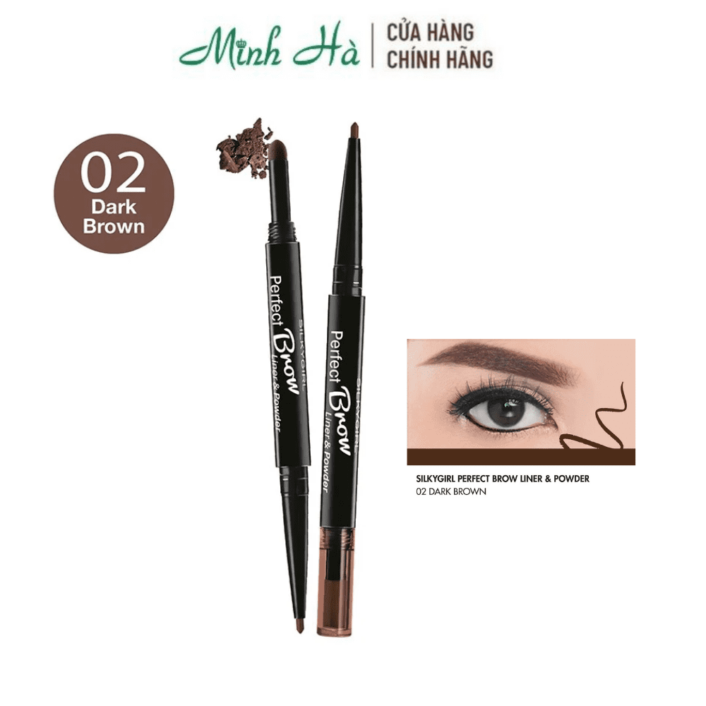 Chì kẻ mày Silkygirl Perfect Brow Liner & Powder chì kẻ mày 2 đầu 0.5g lên màu tự nhiên chuẩn mịn
