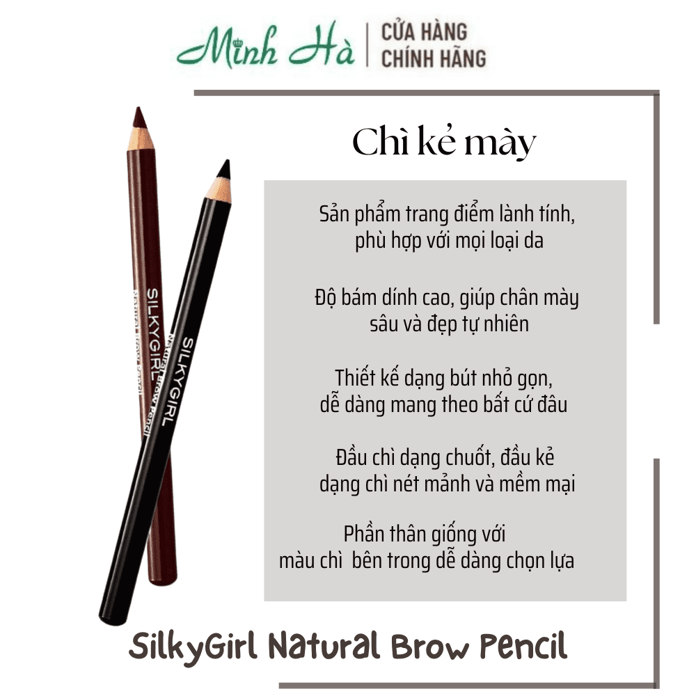 Chì kẻ mày Silkygirl Natural Brow Pencil 1.14g cho hàng chân mày thêm đẹp cuốn hút và nổi bật