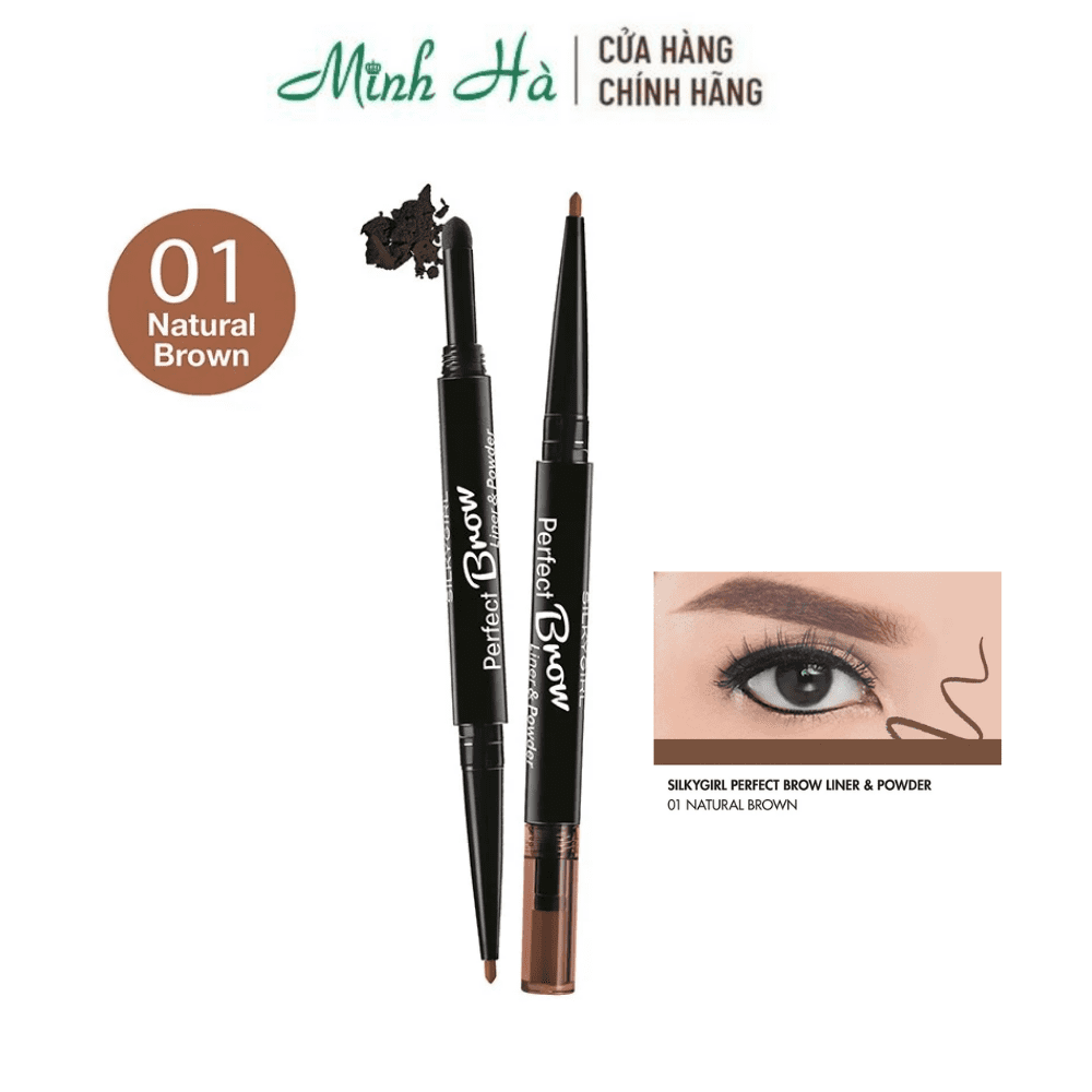 Chì kẻ mày Silkygirl Perfect Brow Liner & Powder chì kẻ mày 2 đầu 0.5g lên màu tự nhiên chuẩn mịn