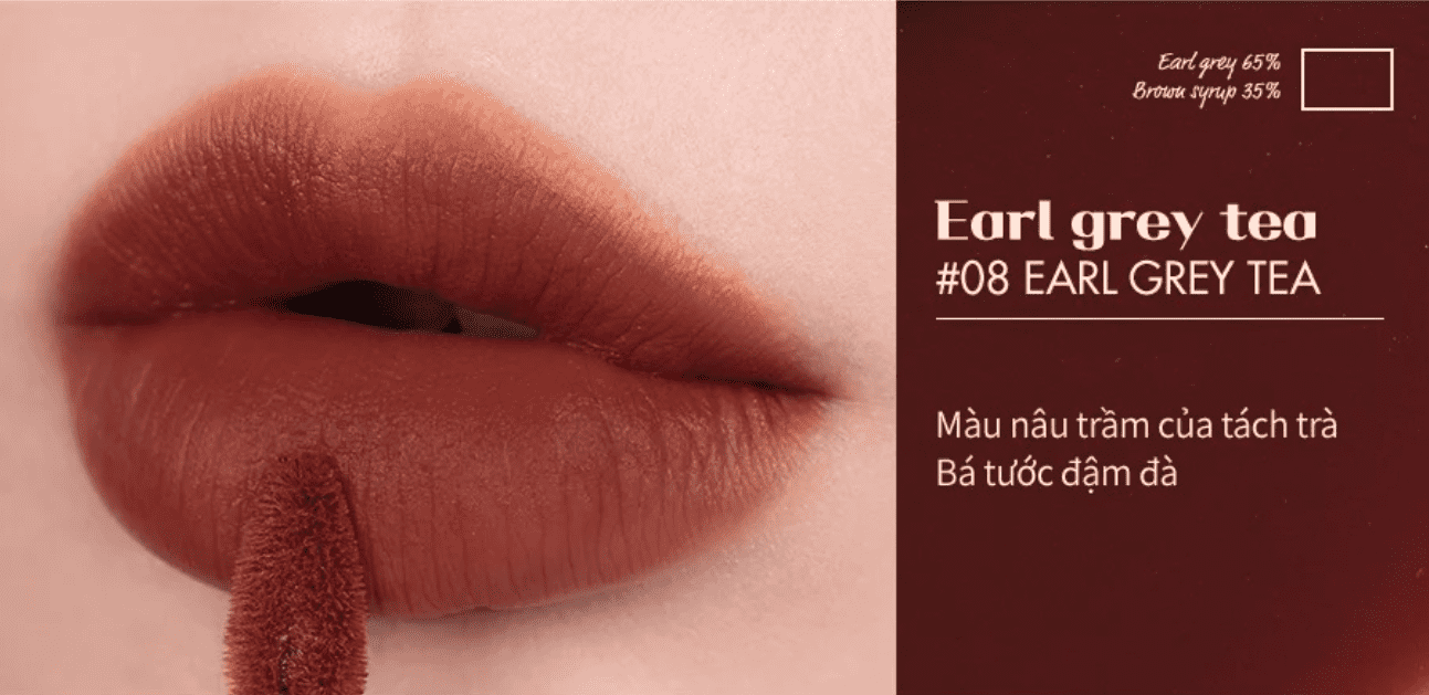 Son kem lì Romand Milk Tea Velvet Tint 4.4g cho đôi môi thêm rạng rỡ