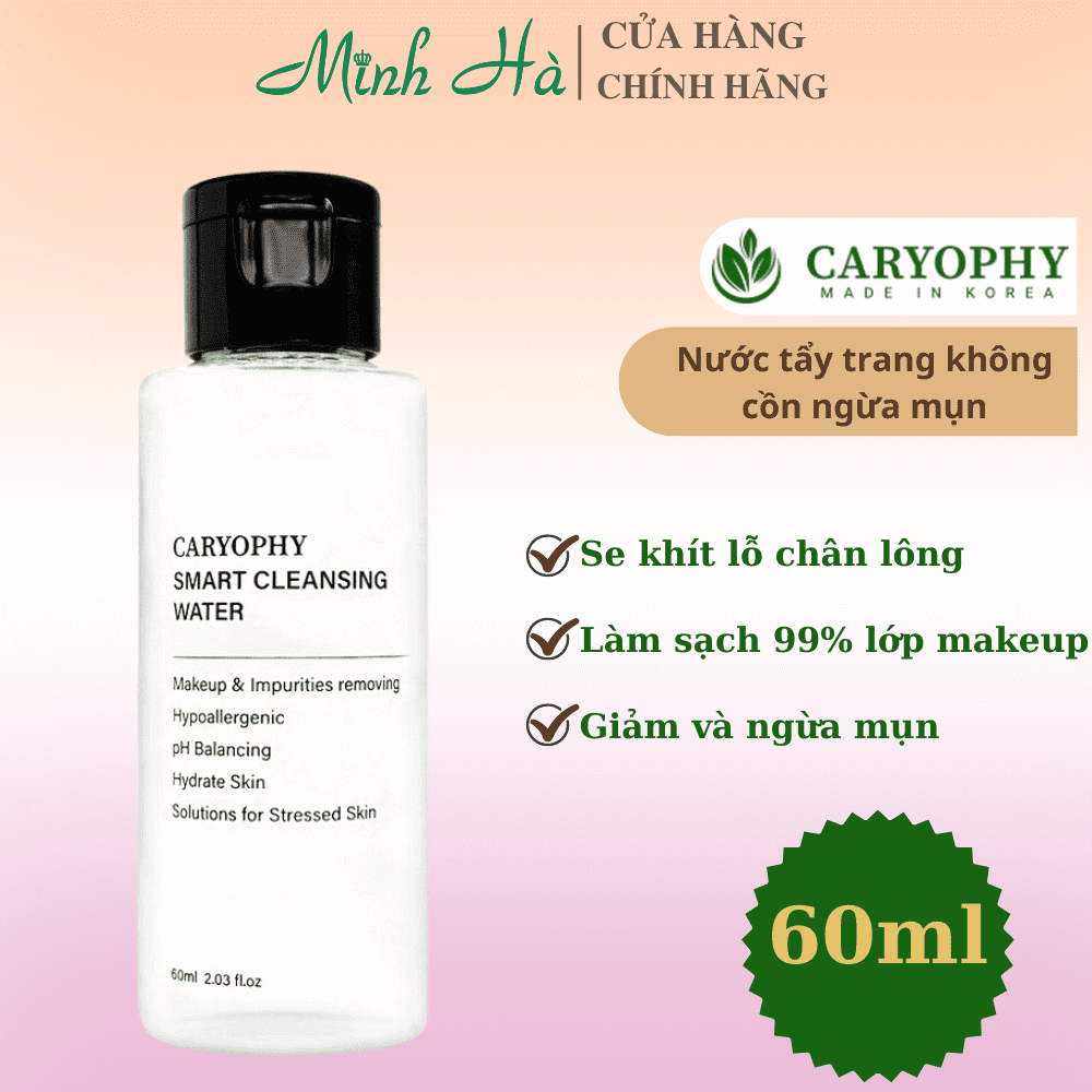 Nước tẩy trang Caryophy Smart Cleansing Water 500ml không cồn giảm tình trạng mụn