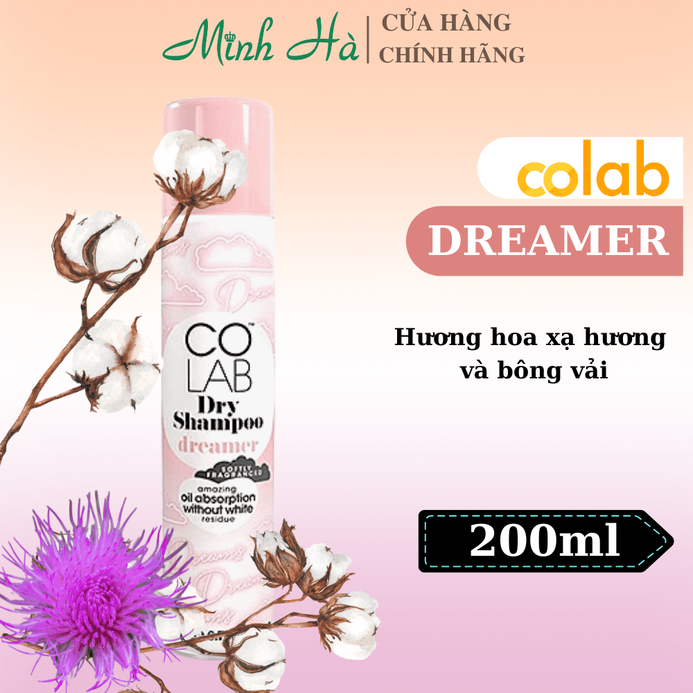 Dầu gội khô Colab Dry Shampoo 200ml giúp làm sạch da đầu mang lại mái tóc bồng bềnh và tràn đầy sức sống