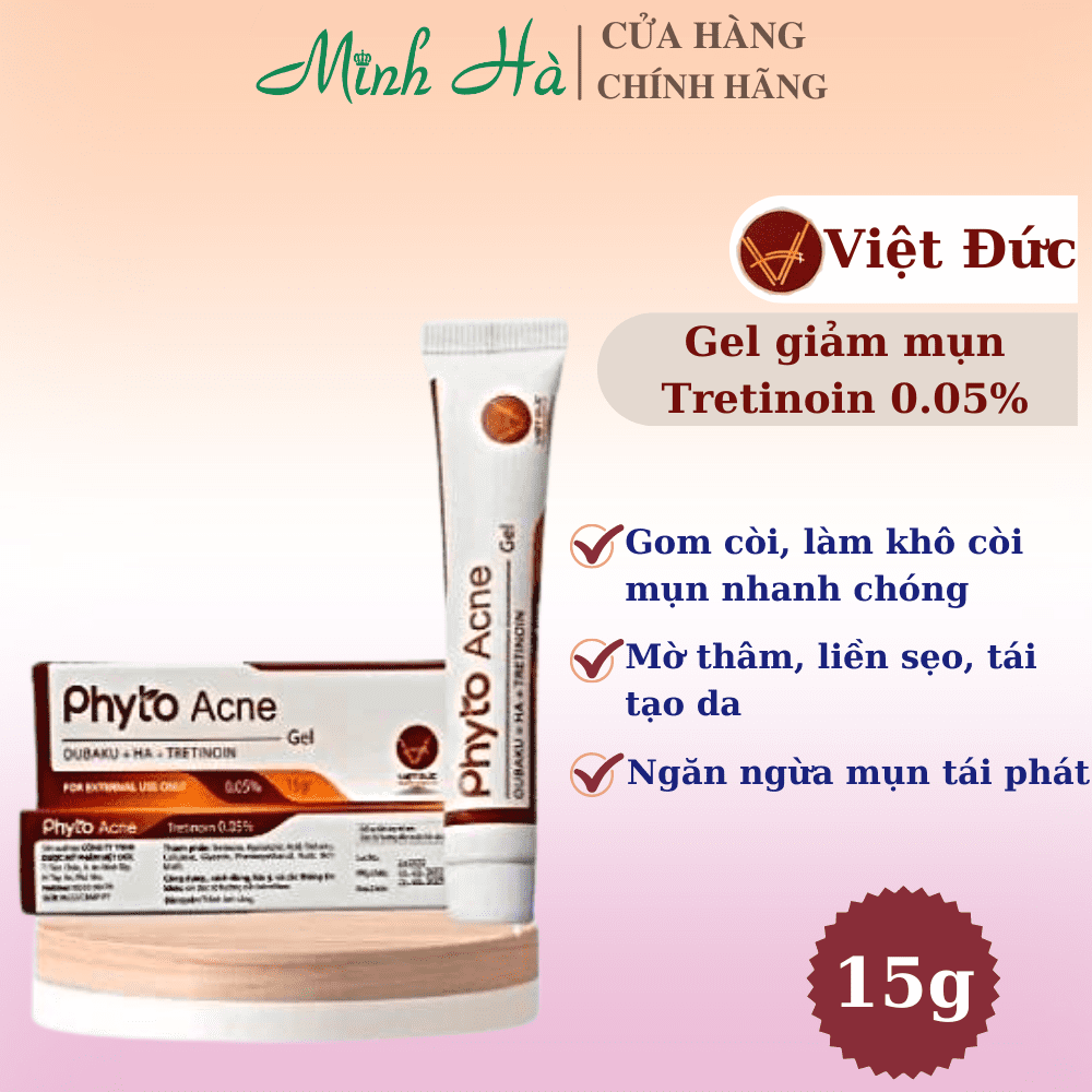 Gel trị mụn, giảm thâm Phyto Acne ( Oubaku + HA + Tretinoin ) 7.5g hỗ trợ mờ thâm, tái tạo làn da sáng khỏe