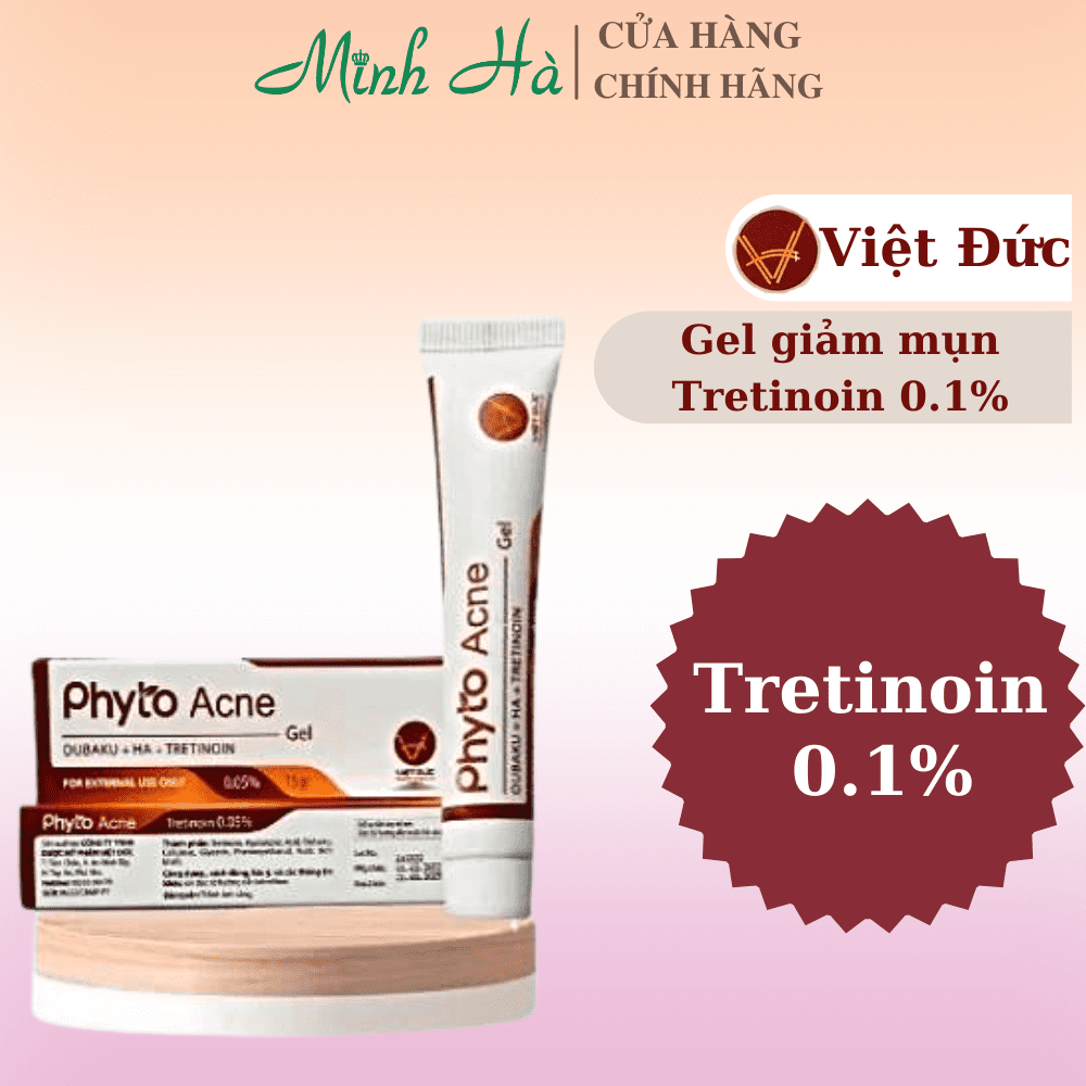 Gel trị mụn, giảm thâm Phyto Acne ( Oubaku + HA + Tretinoin ) 7.5g hỗ trợ mờ thâm, tái tạo làn da sáng khỏe