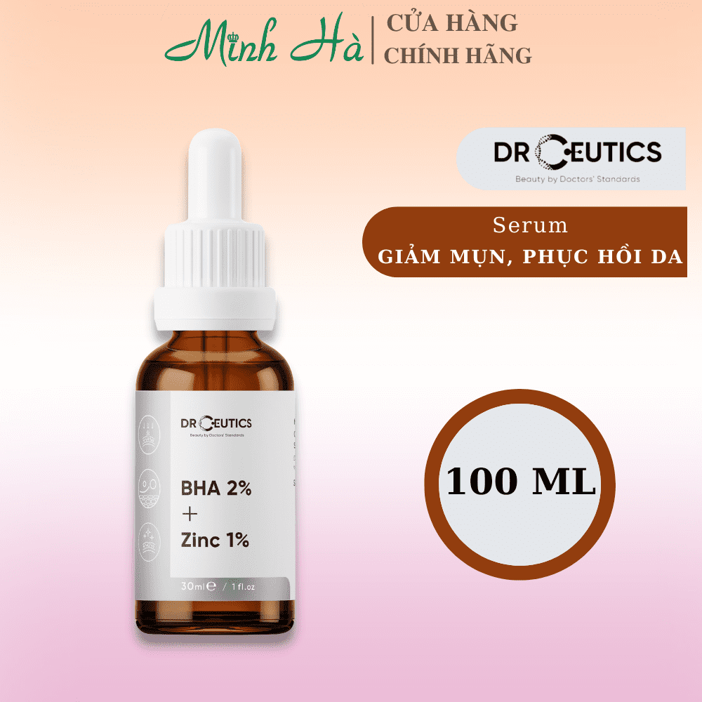 Serum Drceutics BHA 2% + ZinC 1% 30/100ml giúp giảm mụn và phục hồi da sau mụn