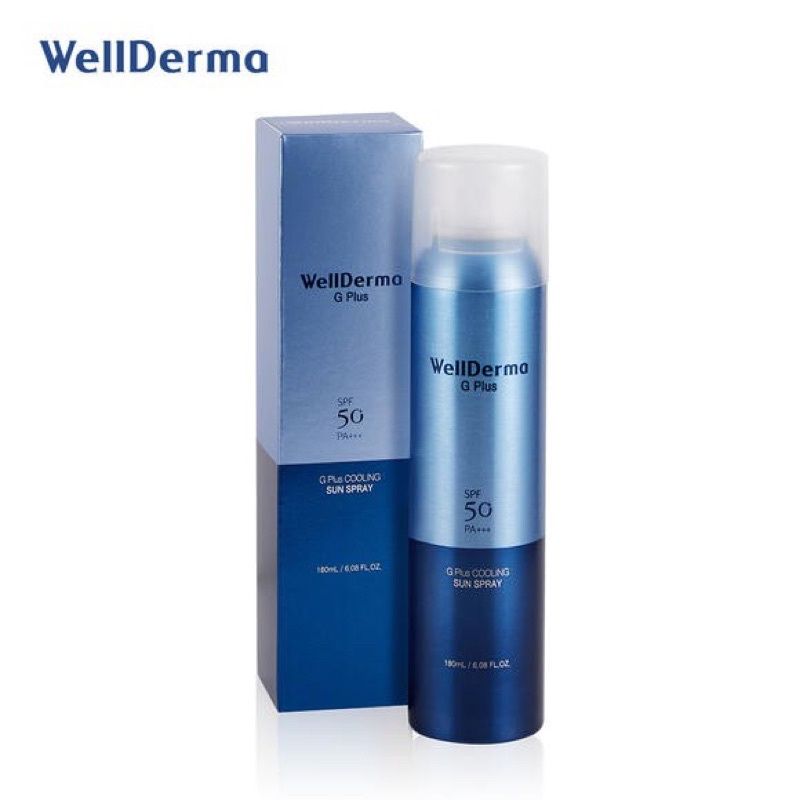 Xịt chống nắng Wellderma G Plus Cooling Sun Spray SPF 50PA+++ 180ml bảo vệ da chống thấm nước